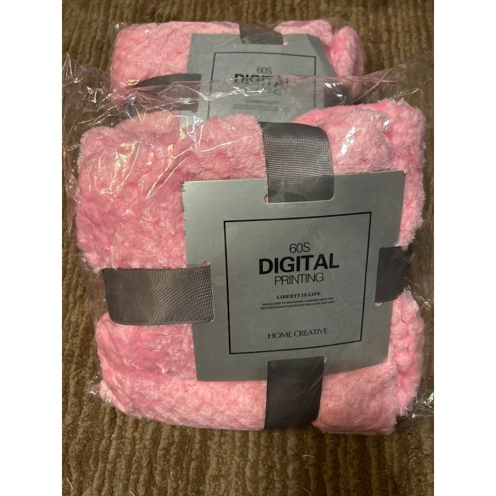 Lot of 2 60S Digital Printing Pink Plush Throw Baby‎ Blanket Soft Cozy Home Soft